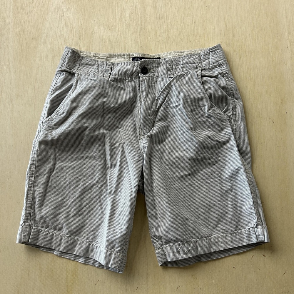 American Eagle Outfitters Shorts Mens 32 Blue Striped Chino Flat Front 11 Inseam